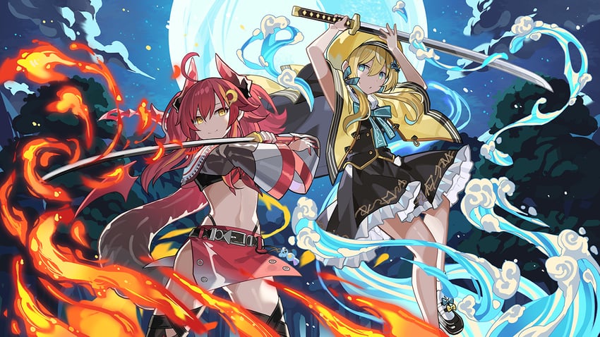 suzukaze shitora and suda yoruka (renewlive and 1 more) drawn by falken_(yutozin)