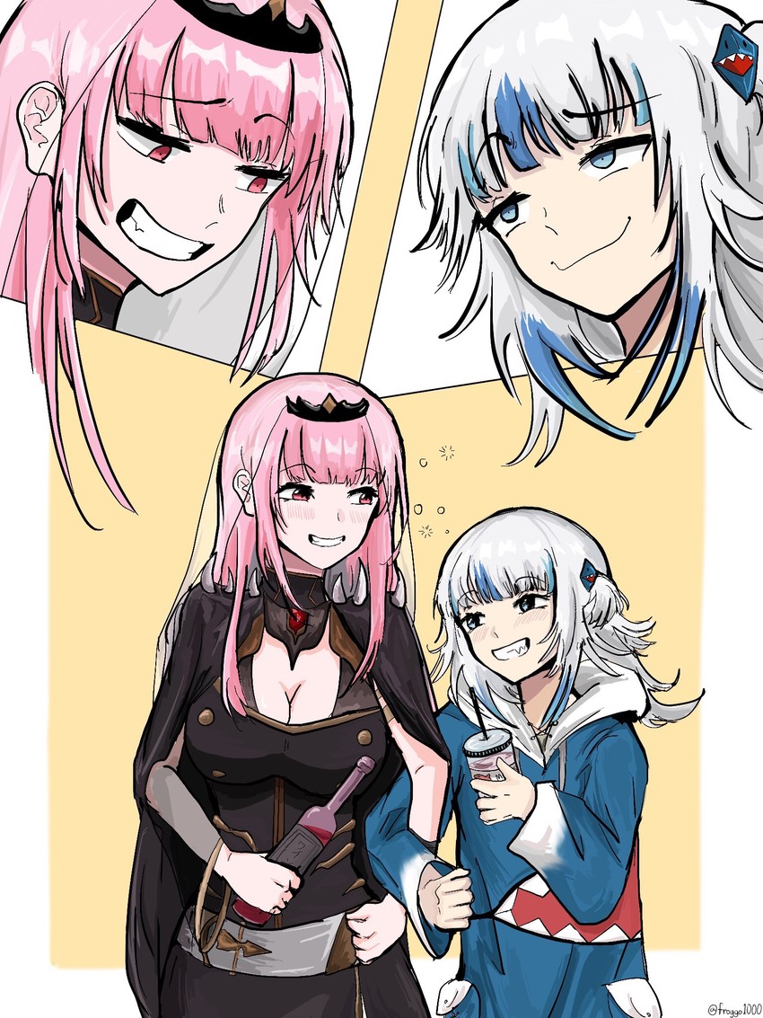 gawr gura and mori calliope (hololive and 1 more) drawn by frog_(froggo1000)