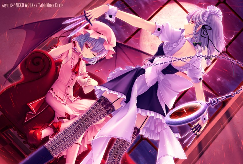 remilia scarlet and izayoi sakuya (touhou and 1 more) drawn by sayori_(neko_works)