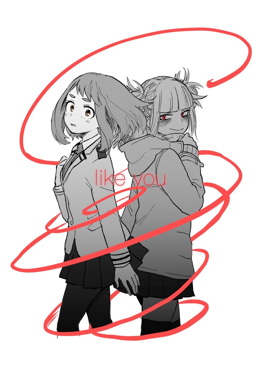 uraraka ochaco and toga himiko (boku no hero academia) drawn by hk_(nt)