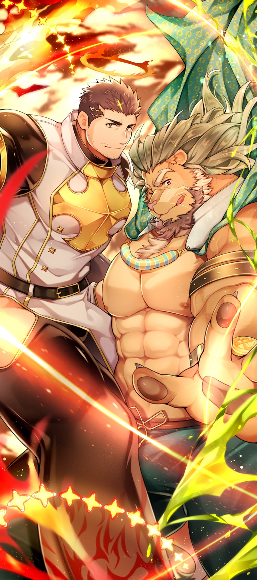 zabaniyya and arsalan (tokyo afterschool summoners) drawn by wafu_(youzora_samo18)