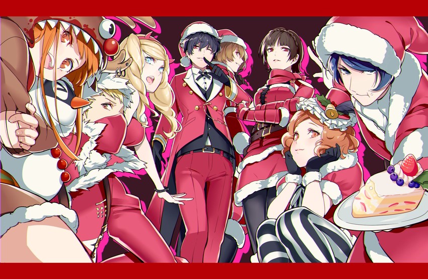 amamiya ren, takamaki anne, sakura futaba, niijima makoto, okumura haru, and 4 more (persona and 1 more) drawn by minami_kazuki_(hanbee)