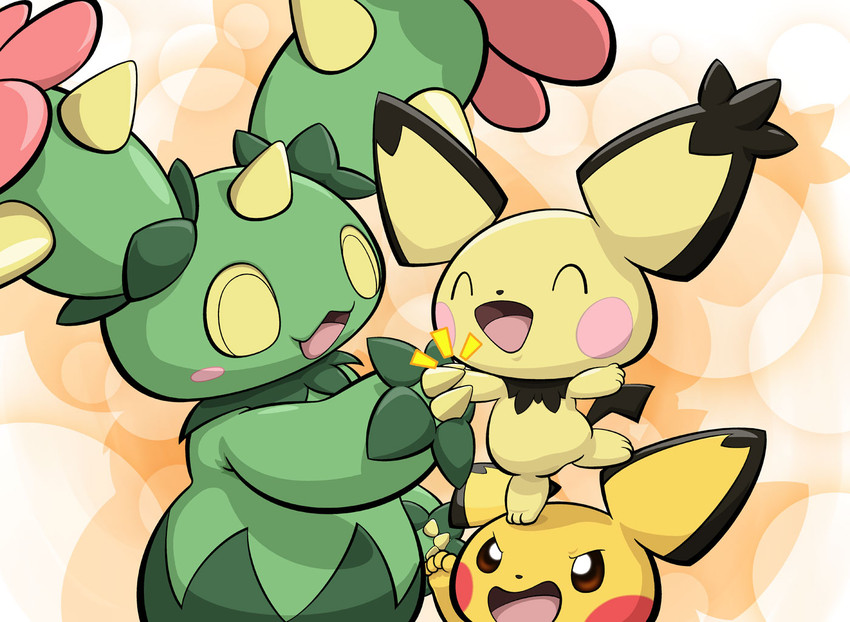 pichu, maractus, spiky-eared pichu, and pikachu-colored pichu (pokemon) drawn by ten_(ten_nekosupi)