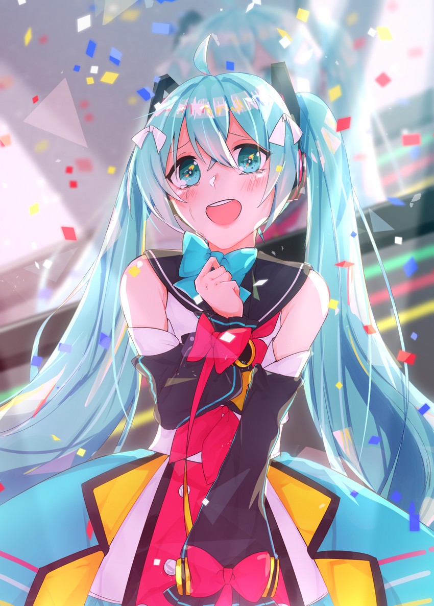 hatsune miku and magical mirai miku (vocaloid and 1 more) drawn by shigushigu1515