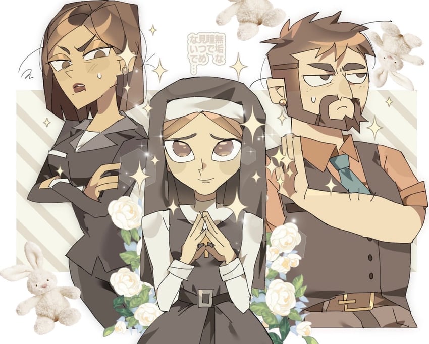 isabel carboni, ted gordon, and amelie pierre (disventure camp) drawn by dokusuji_(kw9onou58)