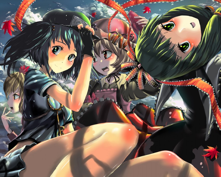 kawashiro nitori, kagiyama hina, aki minoriko, and aki shizuha (touhou) drawn by kabutoyama