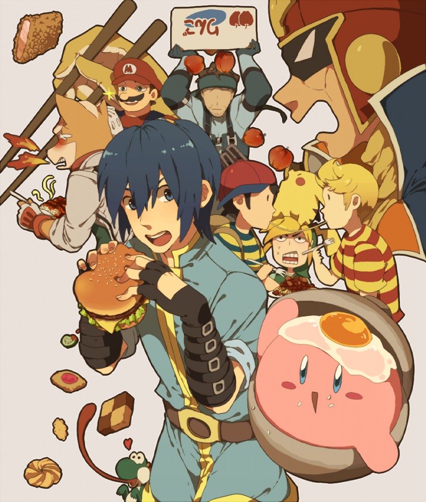 link, pikachu, kirby, mario, toon link, and 7 more (pokemon and 15 more) drawn by gabu_kichi