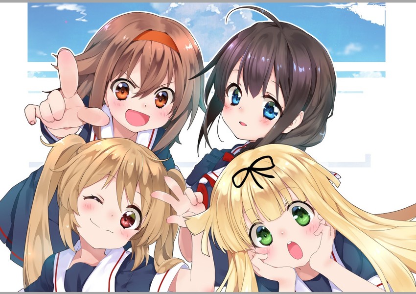 shigure, yuudachi, murasame, and shiratsuyu (kantai collection) drawn by malino_(dream_maker)