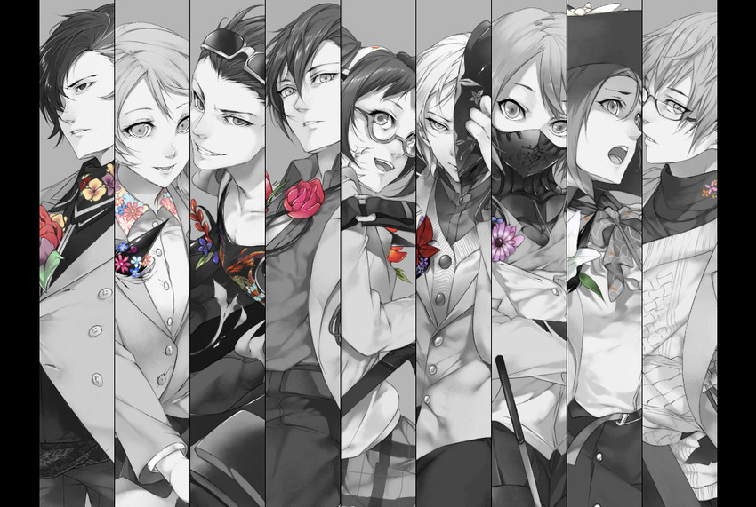 satake shougo, male protagonist, morita naruko, kashiwaba kotono, kagura suzuna, and 4 more (caligula) drawn by haruno14