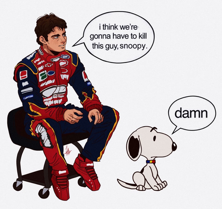 snoopy and jeff gordon (real life and 2 more) drawn by schumisnoopy