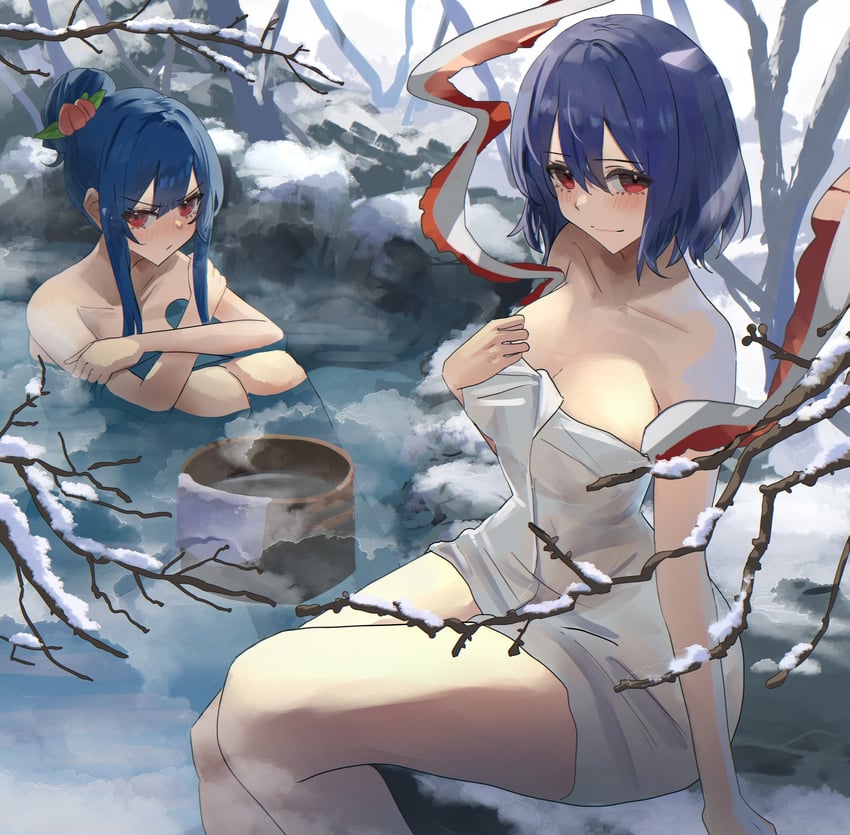 hinanawi tenshi and nagae iku (touhou) drawn by mino_(minori)