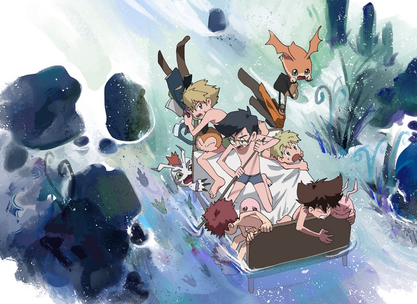 yagami taichi, takaishi takeru, ishida yamato, patamon, izumi koshiro, and 5 more (digimon and 1 more) drawn by tantanmen