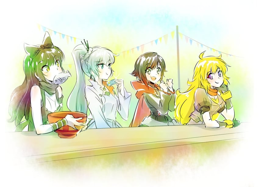 ruby rose, weiss schnee, yang xiao long, and blake belladonna (rwby) drawn by iesupa