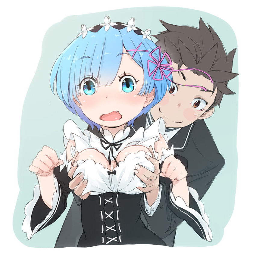 rem and natsuki subaru (re:zero kara hajimeru isekai seikatsu) drawn by nucomas