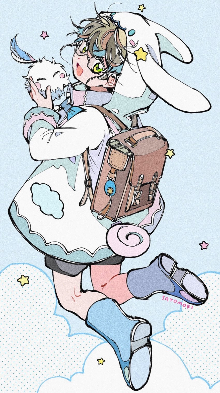 cinnamoroll, ike eveland, and quilldren (nijisanji and 3 more) drawn by satomori