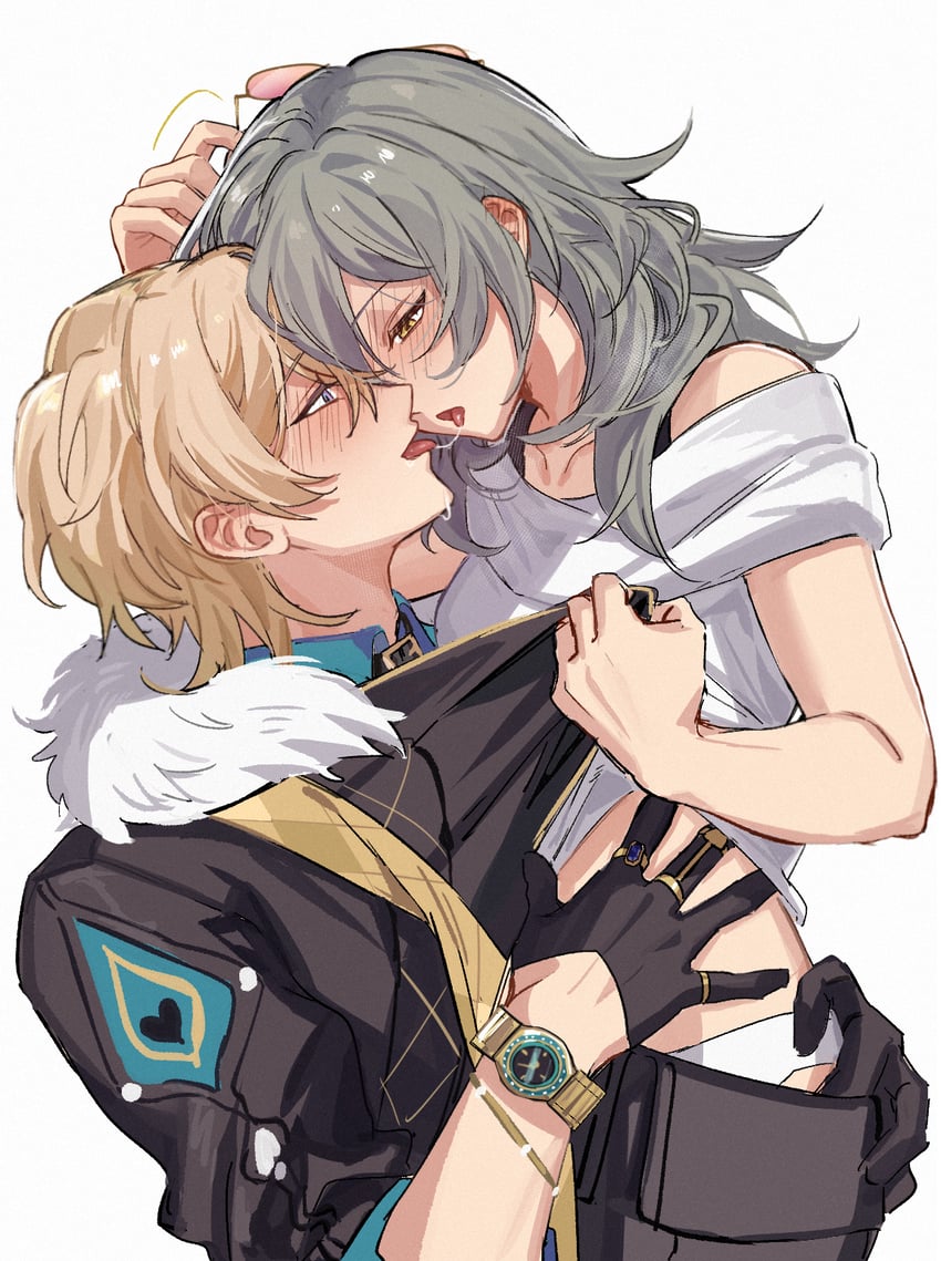 trailblazer, stelle, and aventurine (honkai and 1 more) drawn by meat7955