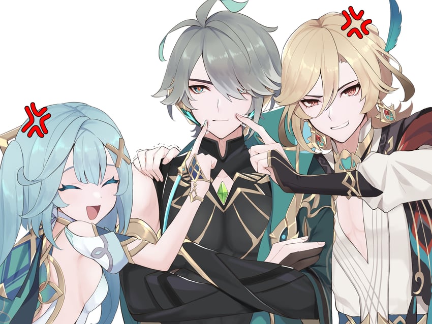 alhaitham, kaveh, and faruzan (genshin impact) drawn by ura_(hamburg_oniku)