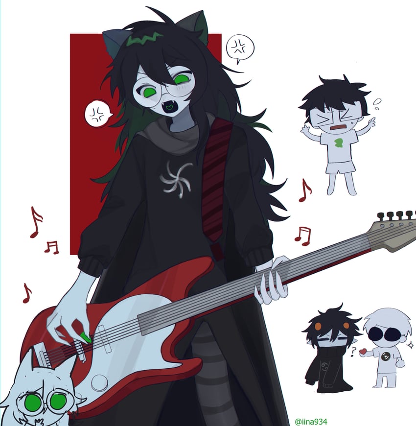 jade harley, dave strider, karkat vantas, and john egbert (homestuck) drawn by iina934