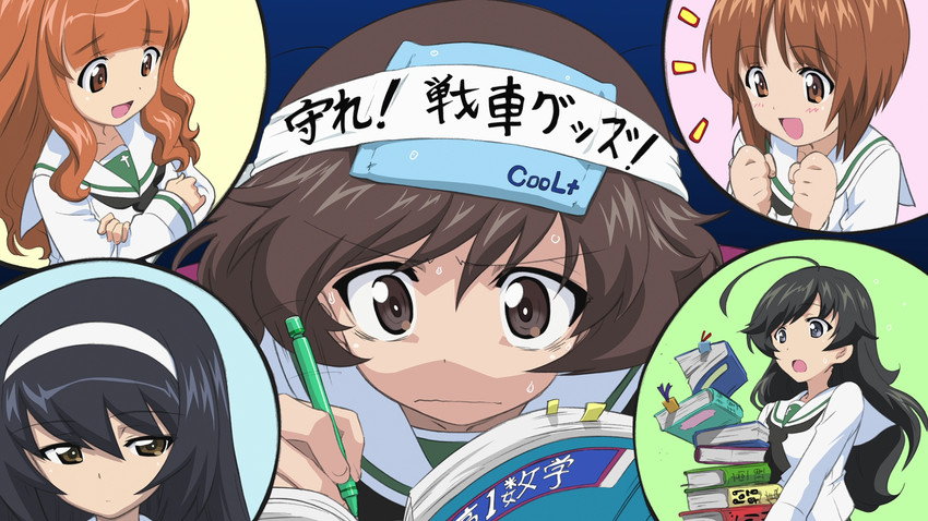nishizumi miho, akiyama yukari, takebe saori, reizei mako, and isuzu hana (girls und panzer)