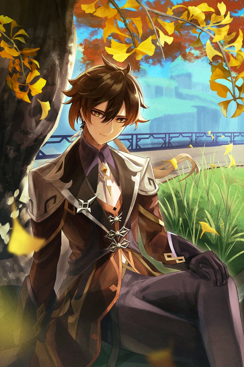 zhongli (genshin impact) drawn by ginlear