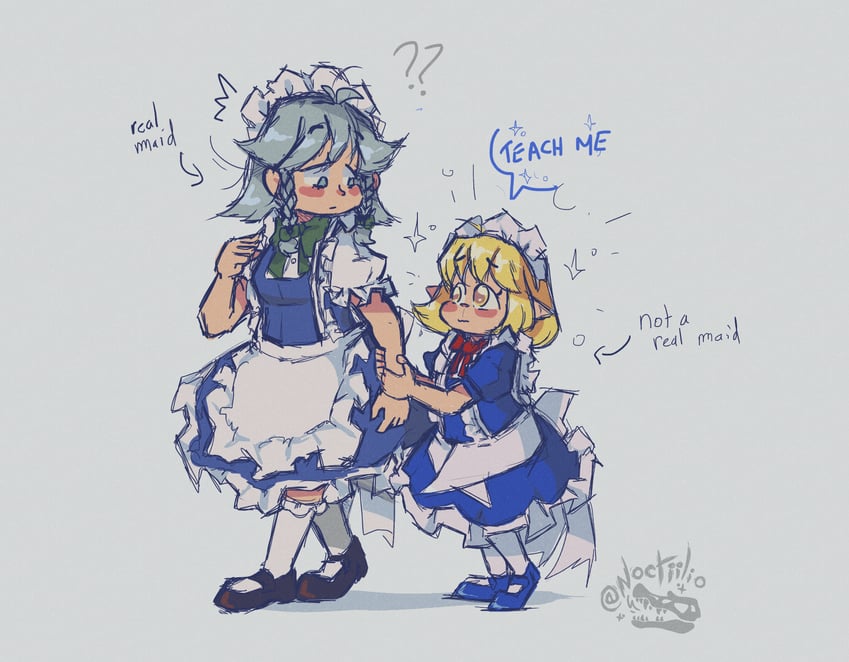izayoi sakuya and mugetsu (touhou) drawn by noctiilio