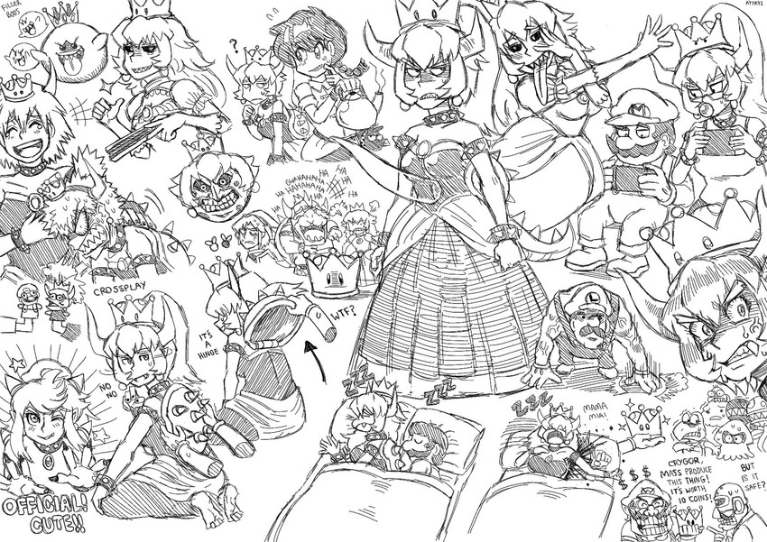 link, princess peach, mario, bakugou katsuki, bowsette, and 17 more (boku no hero academia and 7 more) drawn by ayyk92