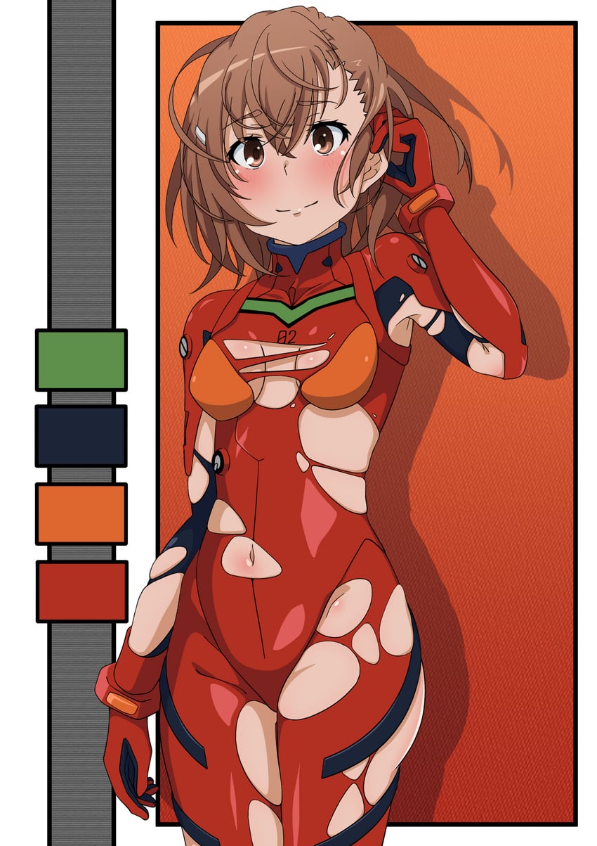 souryuu asuka langley and misaka mikoto (neon genesis evangelion and 4 more) drawn by railtracer8888