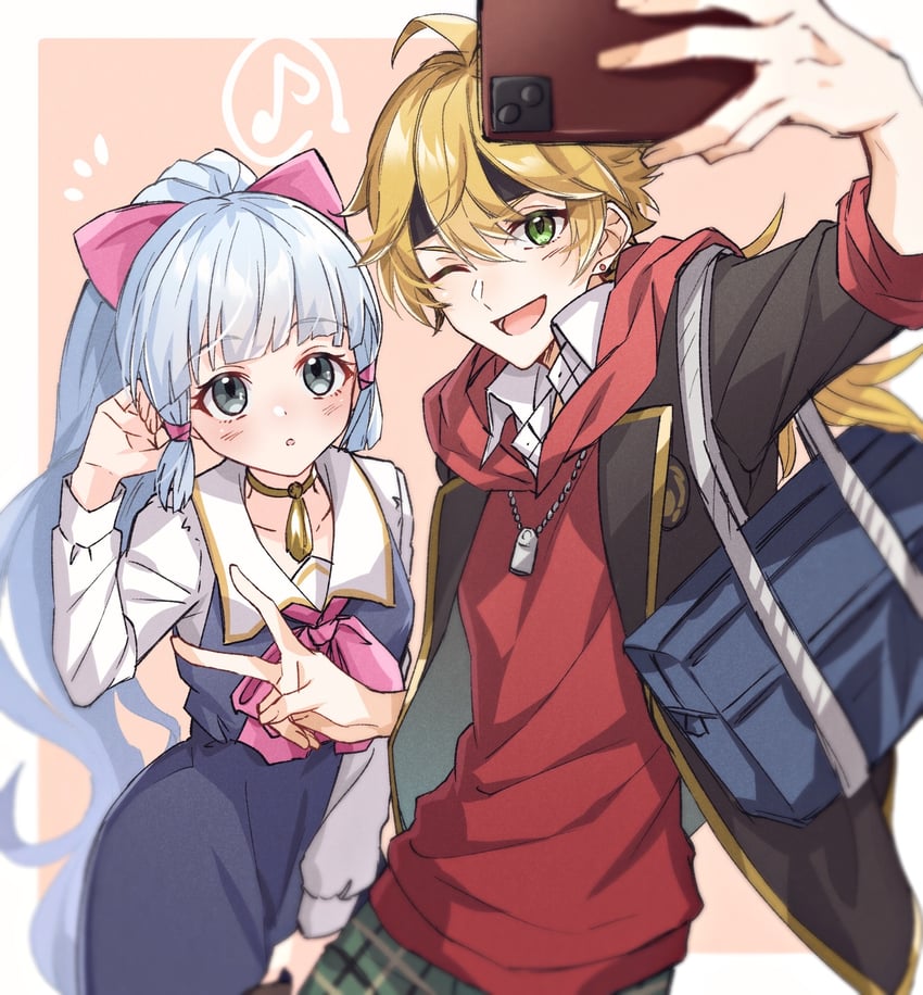 kamisato ayaka and thoma (genshin impact and 1 more) drawn by mizuamememe