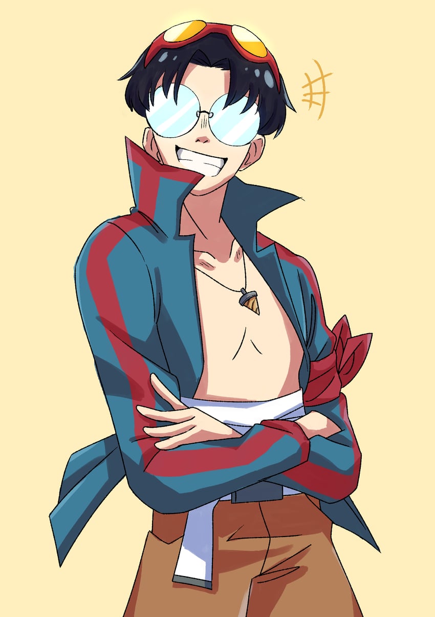 simon and jeffrey (tengen toppa gurren lagann and 1 more) drawn by roguedono
