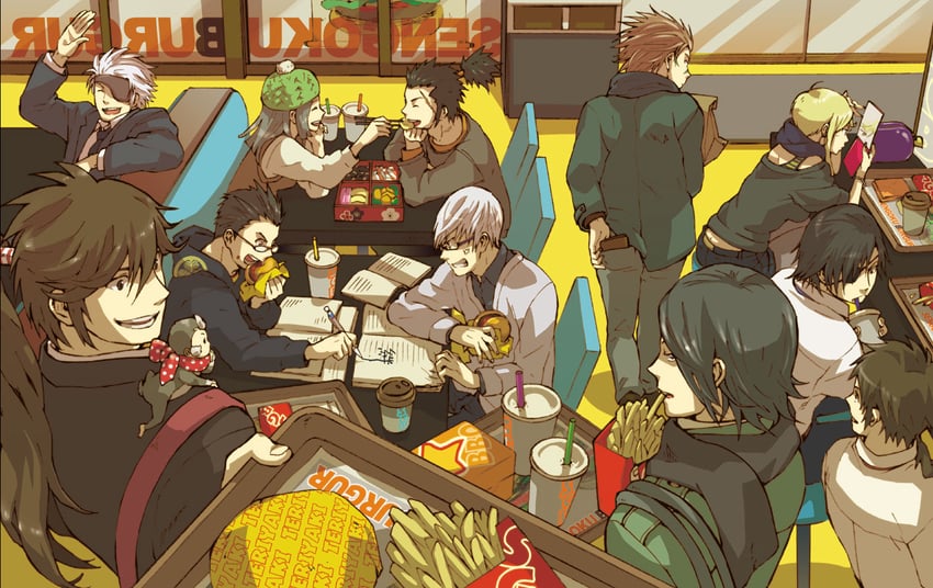 date masamune, sanada yukimura, chousokabe motochika, mouri motonari, ishida mitsunari, and 5 more (sengoku basara) drawn by mattsu