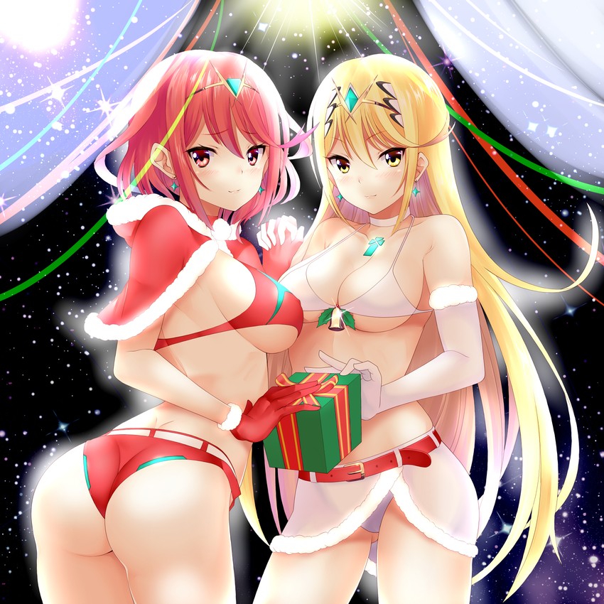 pyra and mythra (xenoblade chronicles and 1 more) drawn by daive