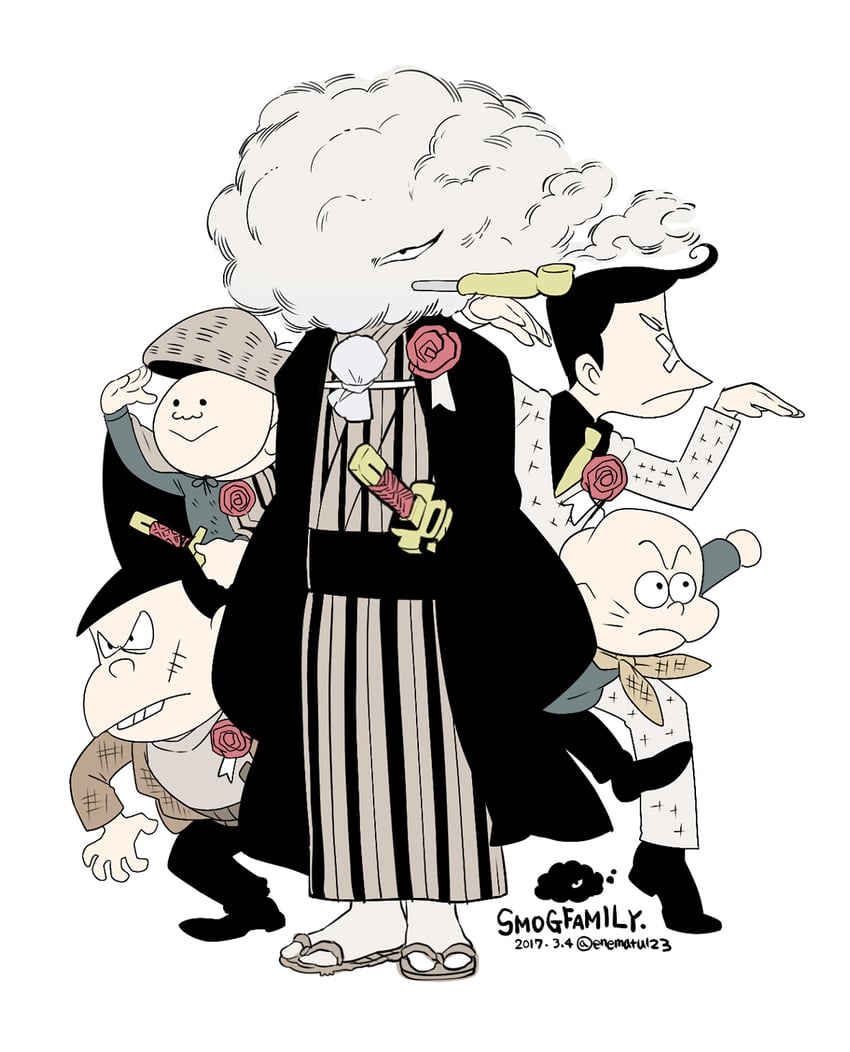 chibita and smog family boss (osomatsu and 1 more) drawn by garara382