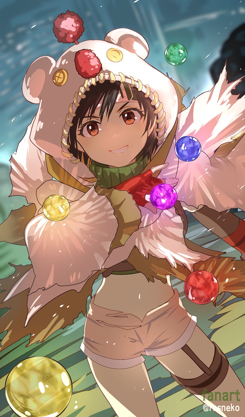 yuffie kisaragi and moogle (final fantasy and 2 more) drawn by rasneko