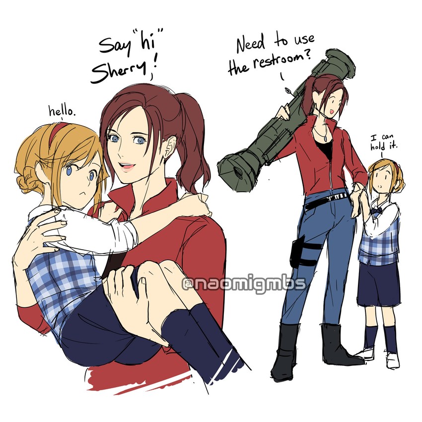 claire redfield and sherry birkin (resident evil and 1 more) drawn by naomi_gumbs_(hanamimi)