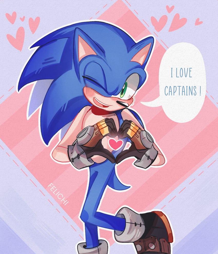 sonic the hedgehog (sonic and 1 more) drawn by felichiii