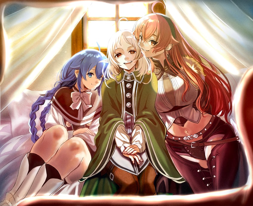 roxy migurdia, eris greyrat, and sylphiette (mushoku tensei) drawn by kou_(spad7u59)
