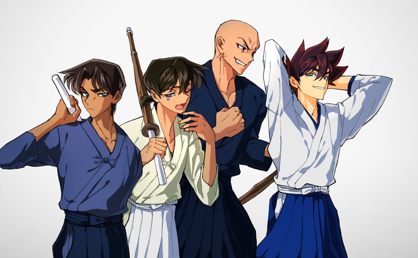 hattori heiji, okita soushi, kurogane yaiba, and onimaru takeshi (meitantei conan and 1 more) drawn by khkh4869