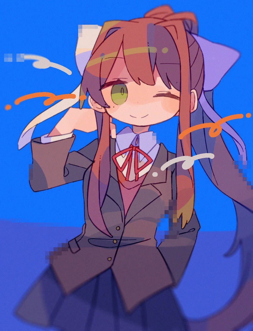 monika (doki doki literature club) drawn by daizu_(melon-lemon)
