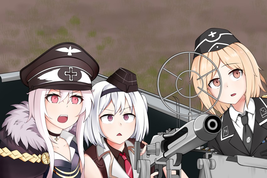 mp40, kar98k, and mg42 (girls' frontline and 1 more) drawn by yamamoto_isuzu