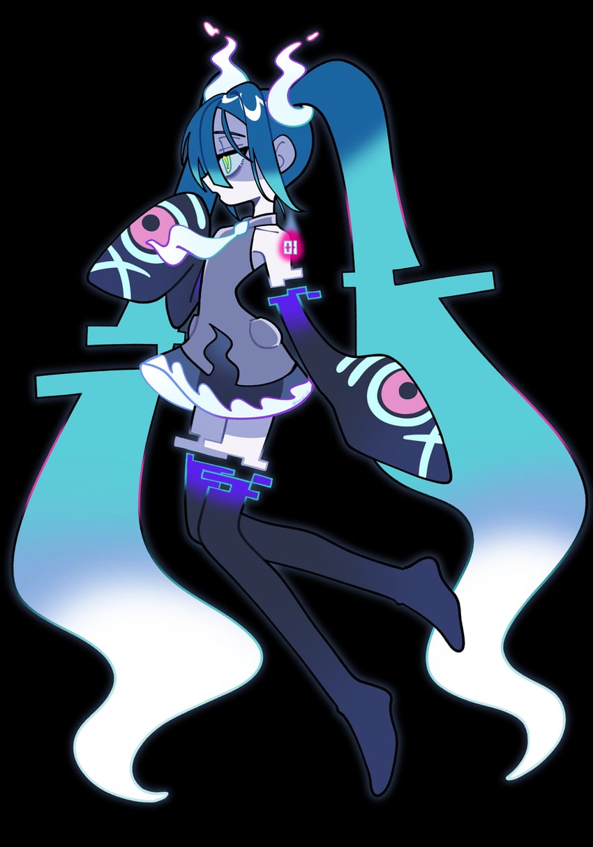 hatsune miku and ghost miku (pokemon and 2 more) drawn by iroha_(hourai_24)