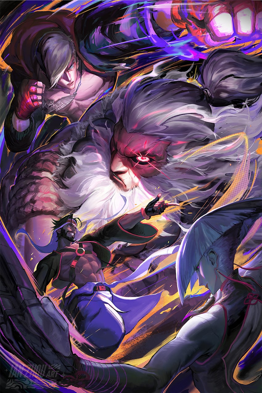 akuma, a.k.i., ed, and rashid (street fighter and 1 more) drawn by ianzhouart