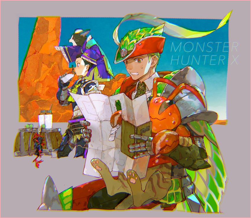 player palico and melynx (monster hunter and 1 more) drawn by nishihara_isao