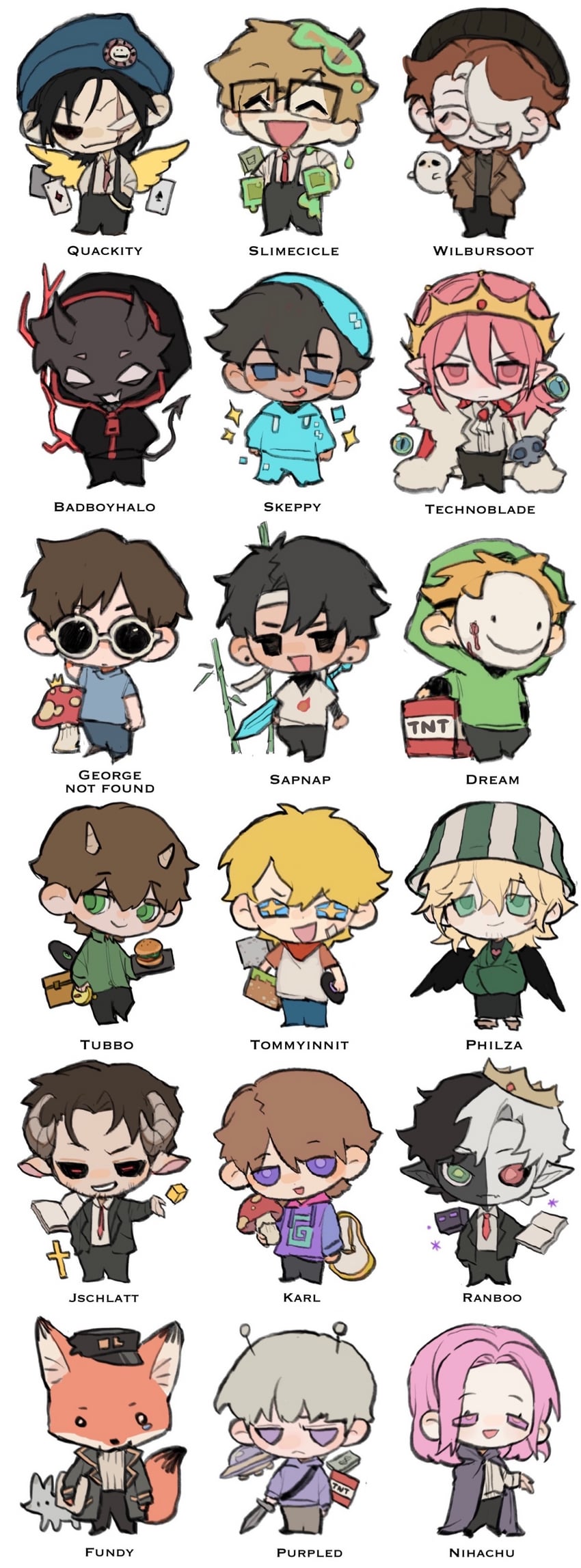 kujo jotaro, enderman, technoblade, ranboo, quackity, and 16 more (jojo no kimyou na bouken and 3 more) drawn by akenorange