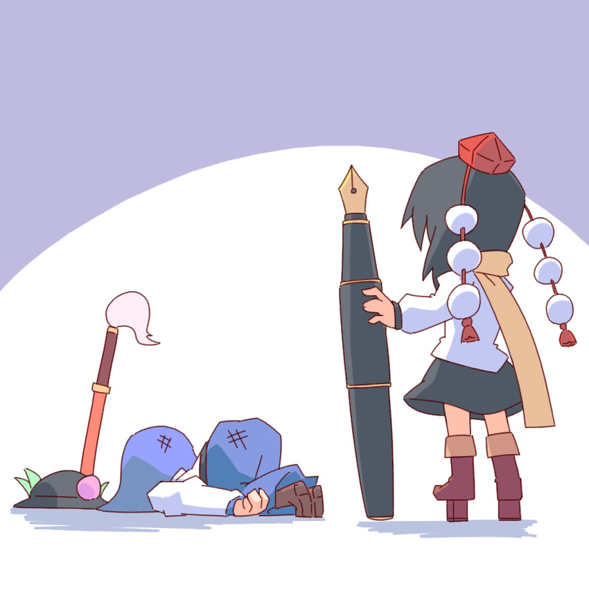 shameimaru aya and hinanawi tenshi (touhou) drawn by kakinoki_mikan_(kari)