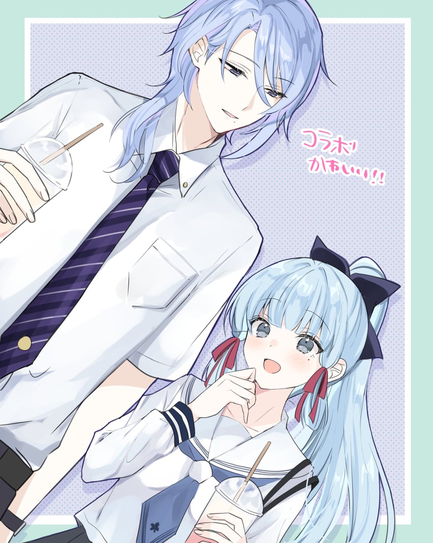 kamisato ayaka and kamisato ayato (genshin impact) drawn by gokugetsu_momo