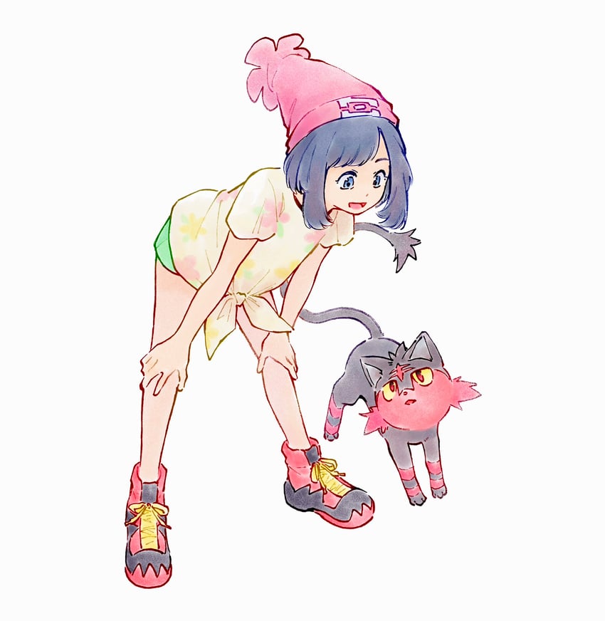 selene and litten (pokemon and 1 more) drawn by tan_carbonnn