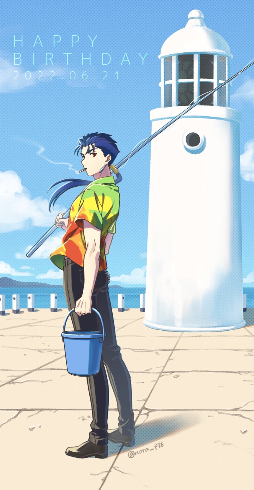 cu chulainn (fate and 2 more) drawn by nora_(nora_f96)