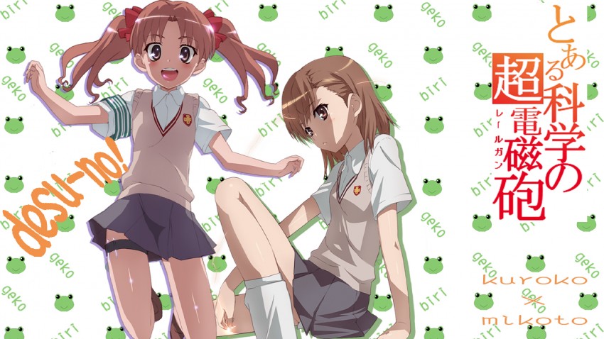 misaka mikoto, shirai kuroko, and gekota (toaru majutsu no index and 1 more) drawn by jet_yowatari