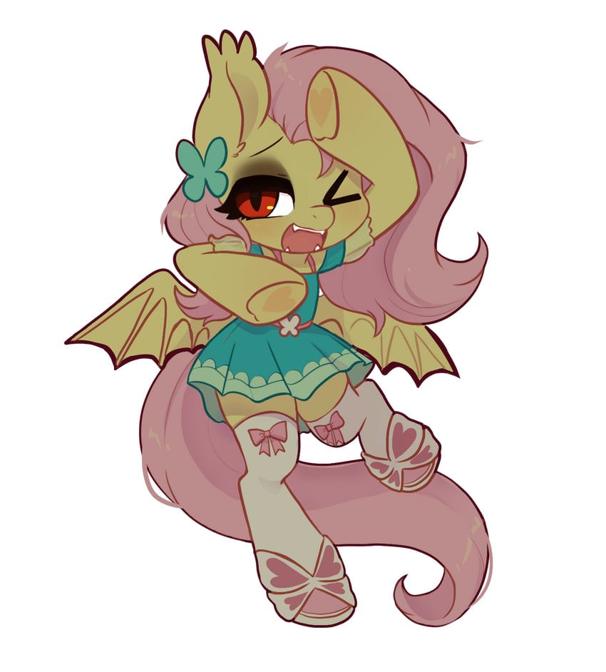 fluttershy and flutterbat (needy girl overdose and 4 more) drawn by oofycolorful