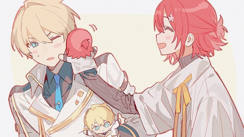 hanasaki miyabi and kishido temma (holostars) drawn by momose_(oqo)